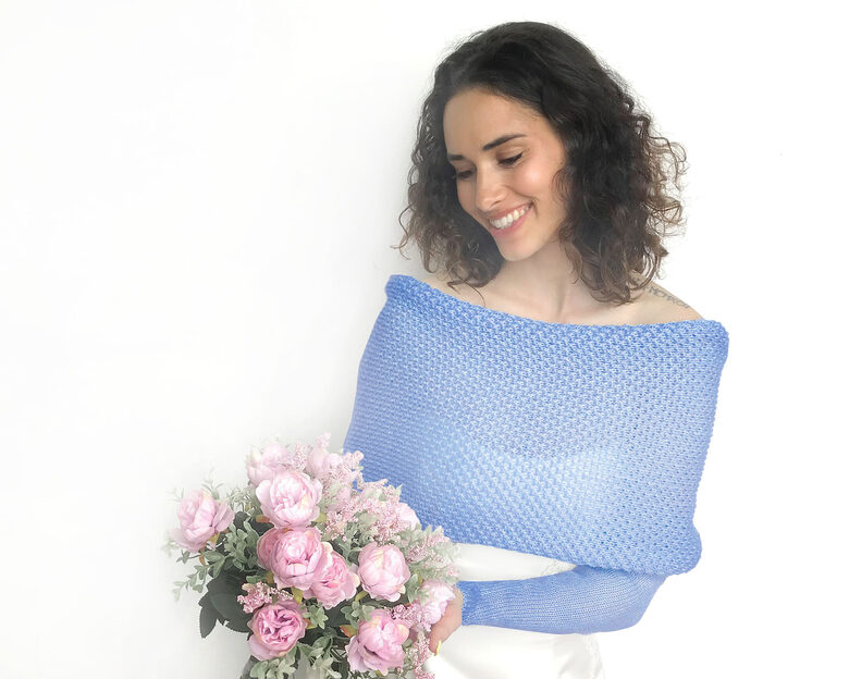 Sky blue wedding sweater, bridal jacket, cover up, knitted shrug, WB1